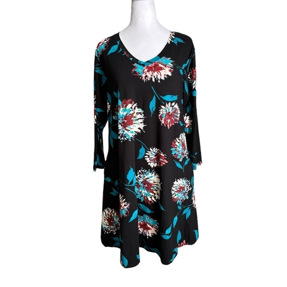 Lildy Printed V-neck 3/4 Sleeve Tunic Size L-XL